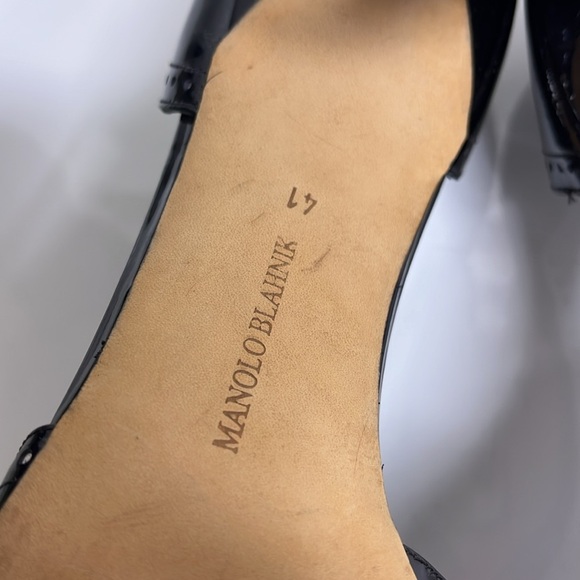 Manolo Blahnik Black Peep-Toe Heels - Picture 7 of 12